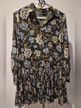 Vineyard Vines Olive Green Floral Button-Front Blouse
